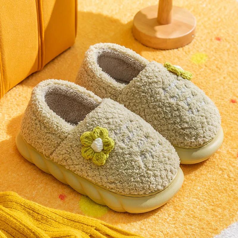 Cotton Slippers Women's Autumn and Winter Models Plush Cute Soft Sole All-inclusive with Home Non-slip Cold-proof Warmth Month Cotton Shoes