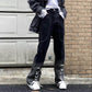 American High Street Tidal Card Gradient Straps Jeans Women Loose High Waist Wild Long Pants INS Tide