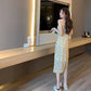 Female Spring Summer Small Fresh Simple Retro Elegant Gentle Slim Fairy Floral Suspender Dress