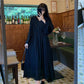 Spring Summer Women's Knee-length Dress French Gentle Wind V-neck Chiffon Solid Color Long-sleeved Dress