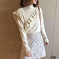 Autumn and Winter Half High Neck Sweater Fungus Lace Slim Long Sleeve Sweater
