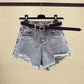 Denim Shorts Women's High Waist Summer Tide Ins Loose and Thin Wide-legged Hole A-line Pants