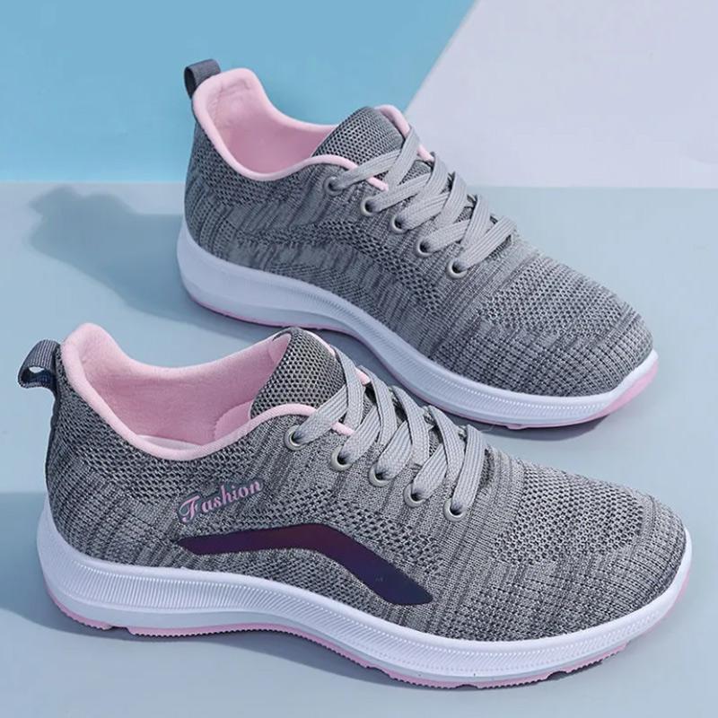 Ladies Flying Woven Sports Shoes Spring and Autumn Mesh Breathable Casual Shoes Non-slip Lightweight Running Shoe