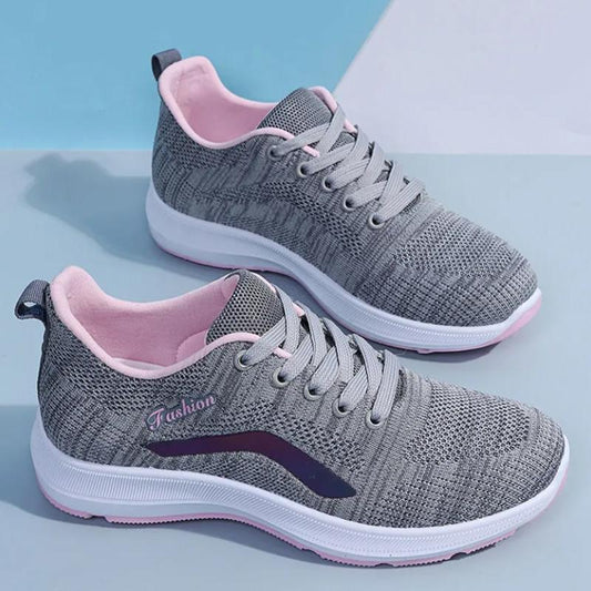 Ladies Flying Woven Sports Shoes Spring and Autumn Mesh Breathable Casual Shoes Non-slip Lightweight Running Shoe