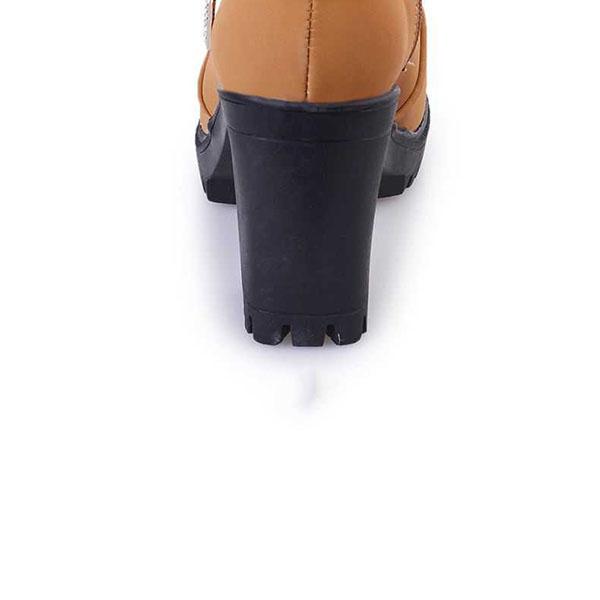 Women Autumn and Winter Short Ankle Boots British Style Solid Color Snow Boots Thick High Heels Martin Boots