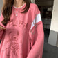 Women Hoodies Bear Graffiti Pullover Sweatshirt Oversized Streetwear Hip Hop Tracksuit Fashion Harajuku Pink Women Top Clothes