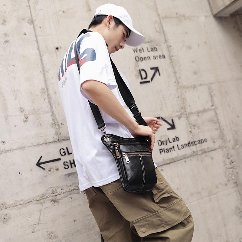 Waist Bag Men Pu Leather Waterproof Multi-layer Zipper Messenger Bag Outdoor Sports Shoulder Bag