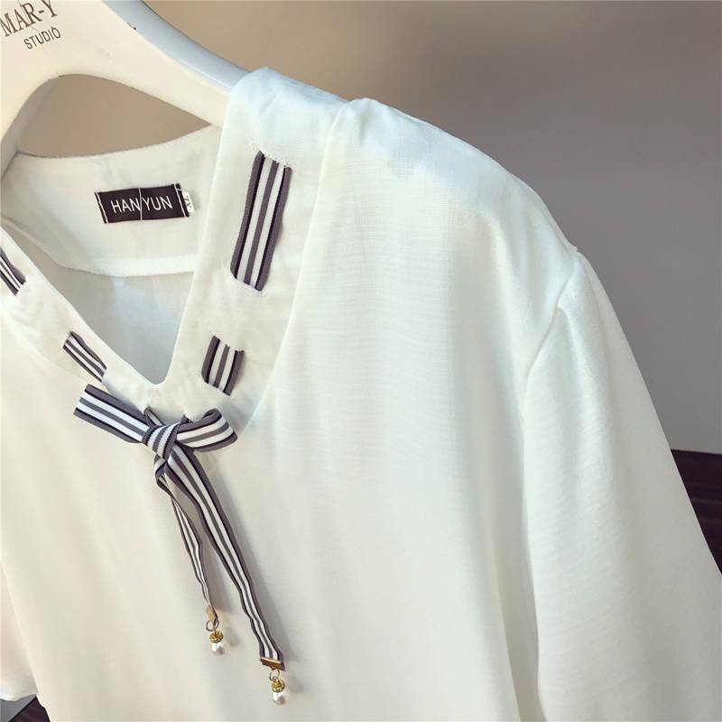 Suit Chiffon Shirt Casual Women's Wear Wide Loose Wide-leg Pants Two-piece Shirt Loose Cover Meat Thin Casual Suit Plus Size Women's Clothing