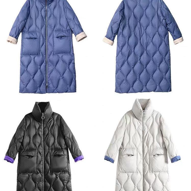 Stand-up Collar Down Jacket Women Slim Thick Loose Over The Knee Long Coat