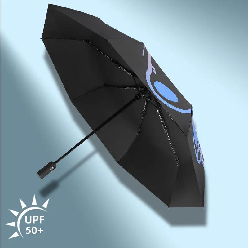 Umbrella Folding Women's Sunny and Rainy Dual-use Sun Umbrella Anti-ultraviolet Black Plastic Sunshade Fashion Trend Student Automatic Umbrella