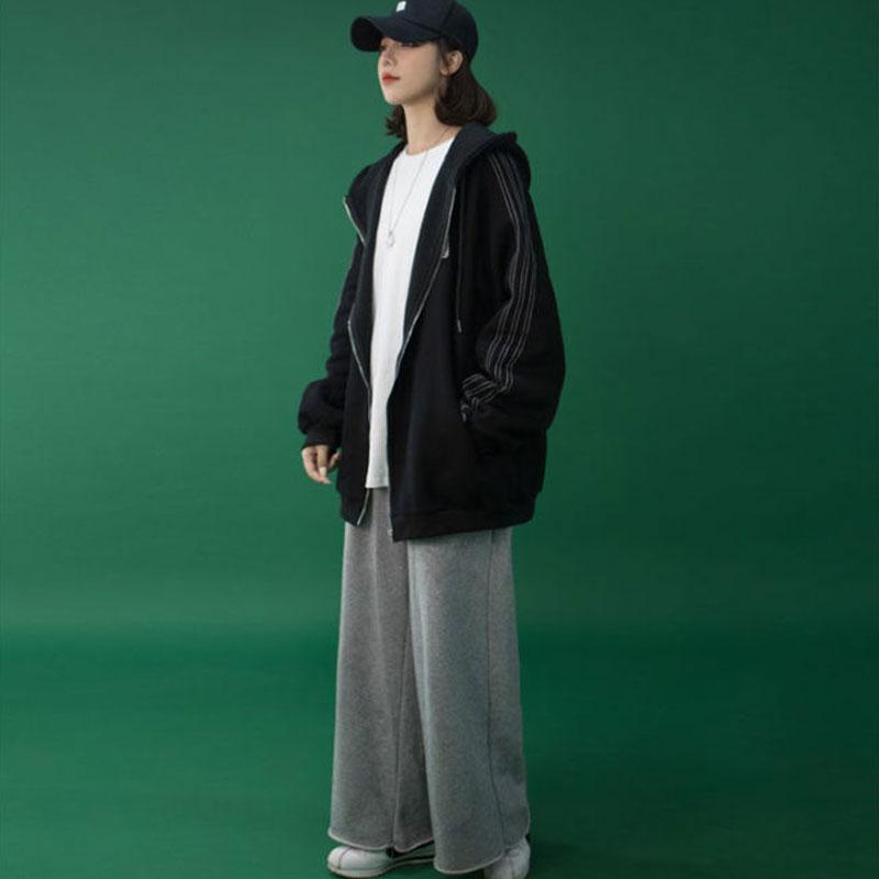 Autumn and Winter Coat Women's Preppy Style Hooded Zipper Cardigan Sweater Ins All-match Korean Jacket Ladies Loose Casual Coat