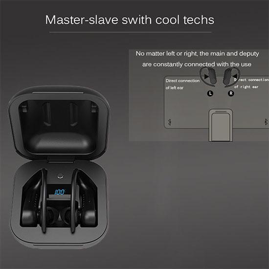 Bluetooth Earphones LED Digital Display 8D Wireless Bluetooth Headsets Hanging Ear Business Earphone