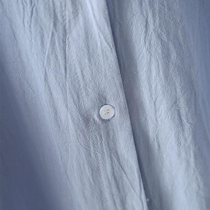 Woman Long Shirt Dress Cotton Korean Clothing White Boho Beach Big Maxi Blue 2021 Autumn Khaki Oversized Pure Dresses