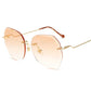 Rimless Sunglasses Women Oversized Luxury Brand Designer Diamond Cutting Lens Sun Glasses Famale Pin