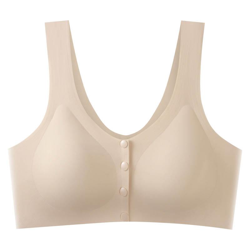 Large Size Ladies Latex Underwear Front Buckle Bra Seamless Pregnant Women Breastfeeding Vest Gathered Anti-sagging Breathable Adjustable Bra