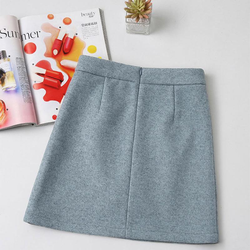 Woolen Skirt Female Autumn and Winter High Waist One Step Hip Skirt Half Skirt Woolen A-line Skirt