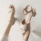 Leather Fish Mouth Sandals Women's Middle Heel Thick Heel Buckle Strap Korean Style Summer Women's Shoes