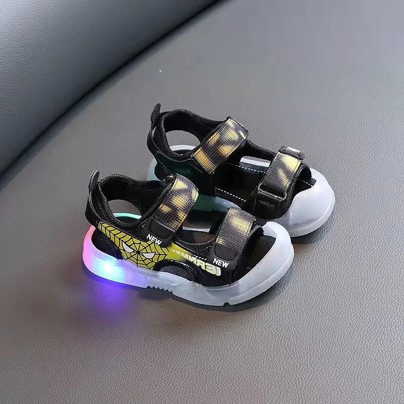 Baby Sandals Summer Boys Light-up Sandals Baotou Anti-kick Beach Shoes 1-2-3 Years Old Soft Bottom Toddler Shoes