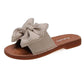 Women's Summer Outer Wear Slippers Beach Flat Bottom Beef Tendon Soft Bottom Pregnant Women Sandals Bow Flip-flops Bathroom Slippers
