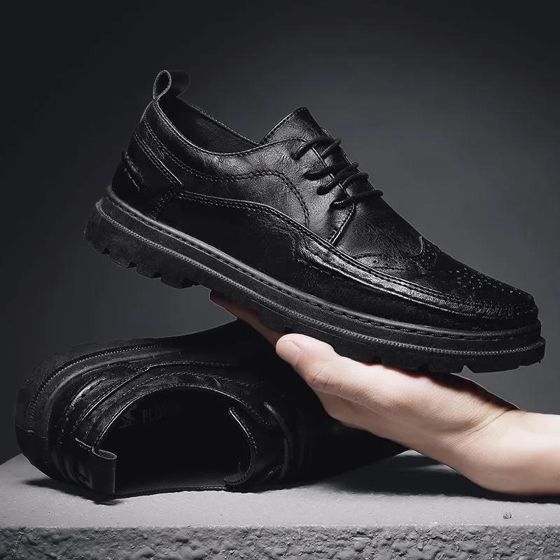 Summer Men's Business Casual Leather Shoes Non-slip Sole Brogue Shoes