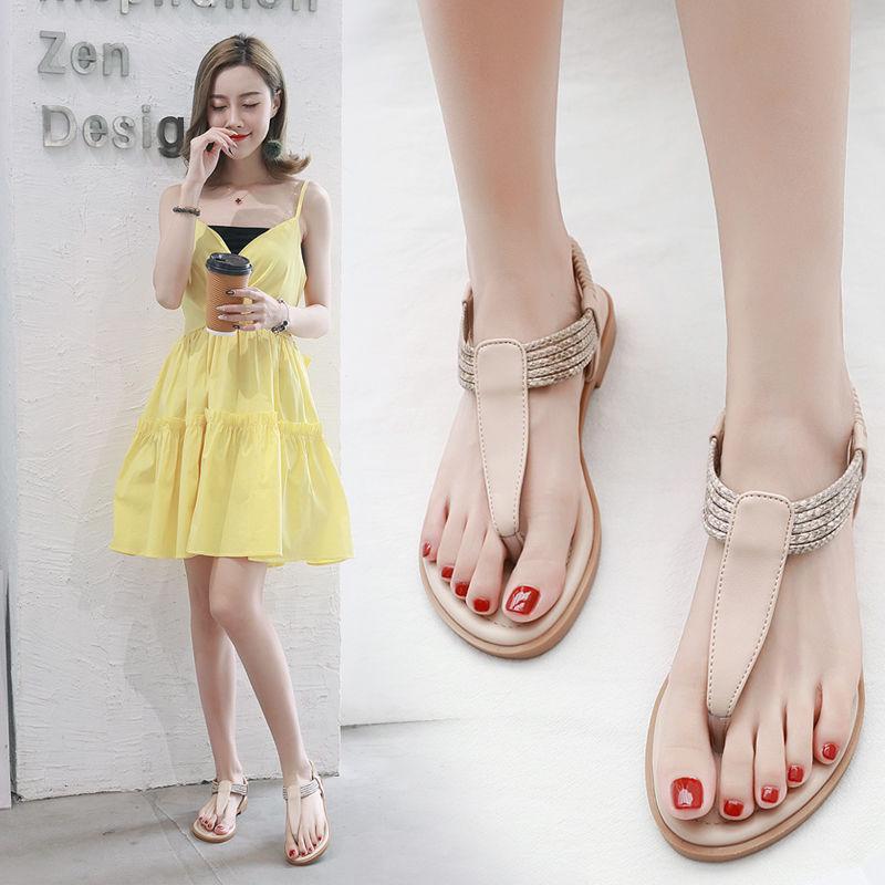 Summer Simple Toe Flat Bottom Tendon Bottom Sandals Female 2020 Lightweight Wear Non-slip Casual Sandals Female