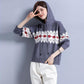 Hooded Sweater Women Rhombus Jacquard All-match Sweater Loose Pullover Women