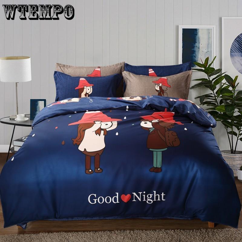 New  Home Cartoon Fox 3/4pcs Bedding Sets Children's Beddingset Bed Linen Duvet Cover Bed Sheet