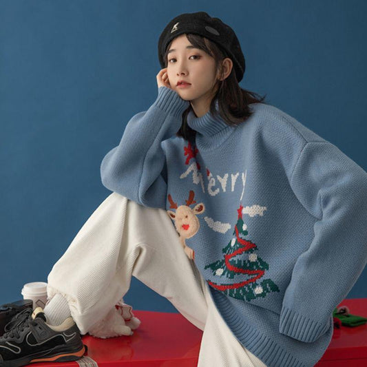 Autumn Winter  Women Fashion Sweater Casual Knitting Sweater Turtleneck  Pullovers Loose Casual Long Sleeve Sweater