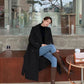 Autumn and Winter Woolen Coat Hepburn Style Fashion Waist Woolen Coat Women's Mid-length Thick Over-the-knee Woolen Coat