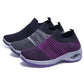 Women's Mid High-heeled Sneakers Casual Breathable Mesh Sports Shoes Running Flat Shoes Slip on Thick-soled Dance Shoes