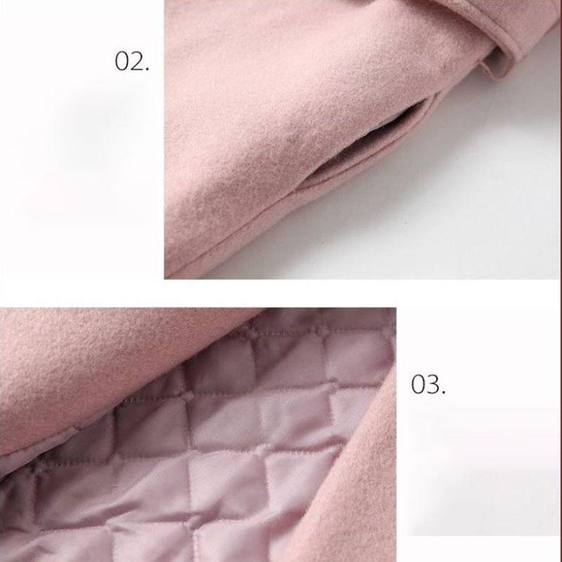 Women's Mid-length Woolen Coat with Waist and Woolen Collar Autumn and Winter Fashion Korean Small Thick Woolen Coat