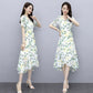 Chiffon Dress Feminine Temperament Elegant Waist Thin French Floral Long Skirt Can Be Belted Slimming Thin Ladies Chiffon Dress