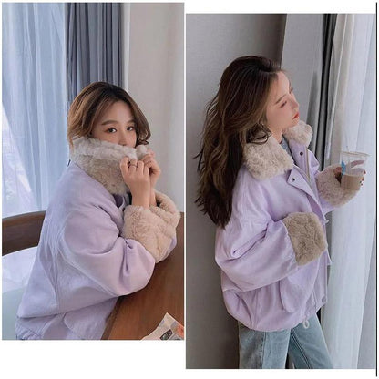 Winter Lamb Wool Coat Short Coat Korean Version Loose New Down Coat Oversize Women