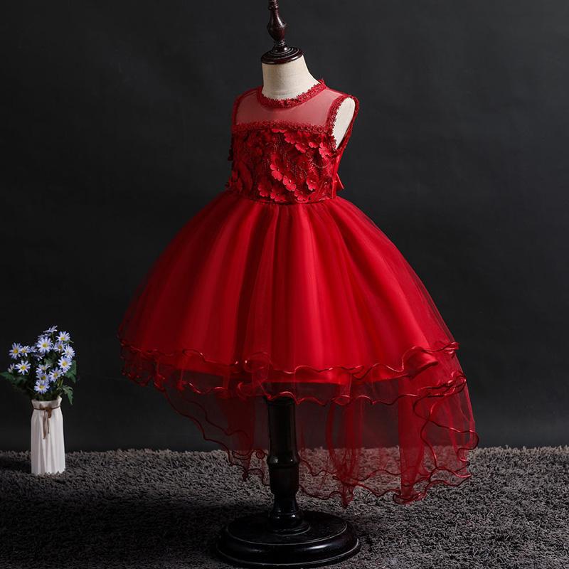 Children's Dress Princess Short Front and Long Performance Costume Girl Net Yarn Tail Skirt Student Performance Costume