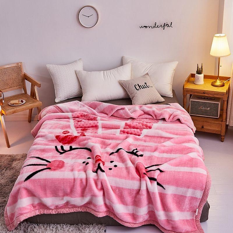 Double-layer Warmth and Thick Flannel Blanket Coral Fleece Warmth Breathable Blanket Winter Warmth Cartoon Fleece Blanket Soft and Comfortable