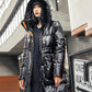 Women's Winter Korean Style Loose Quilted Coat Warm Stand-up Collar Down Jacket Women's Bright Face Long Down Jacket