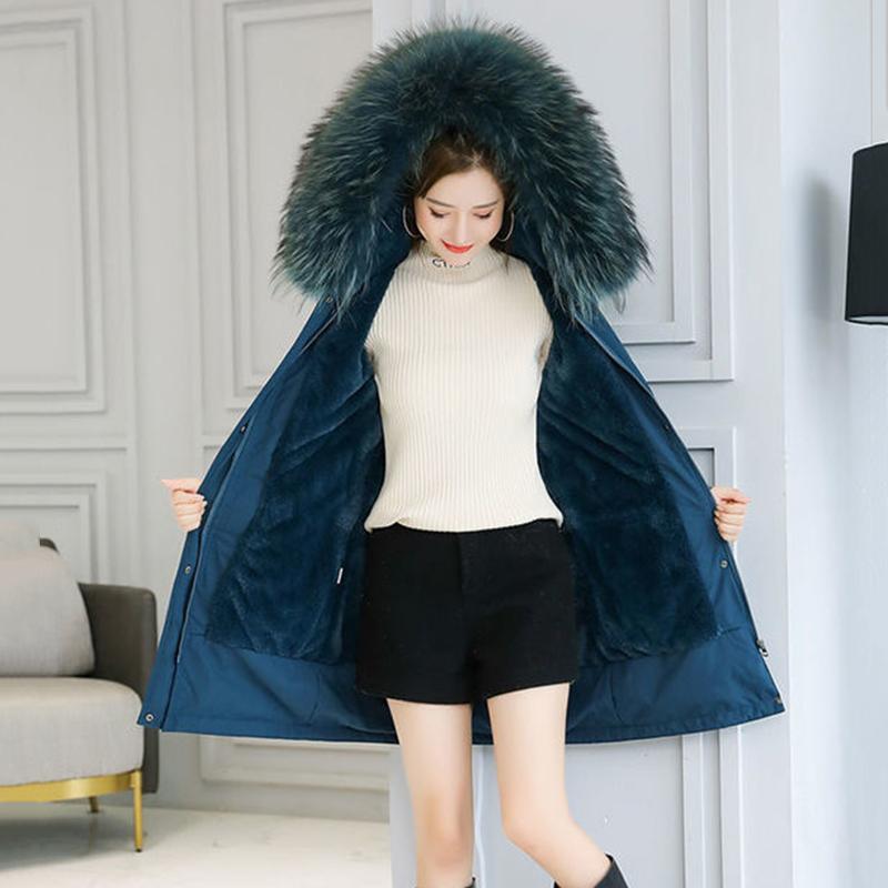 Pai Overcome The Padded Coat Women's Mid-length Plus Size Thick Warmth-keeping Slim-fitting Cotton-padded Jacket Plus Velvet Windshield Cotton Jacket