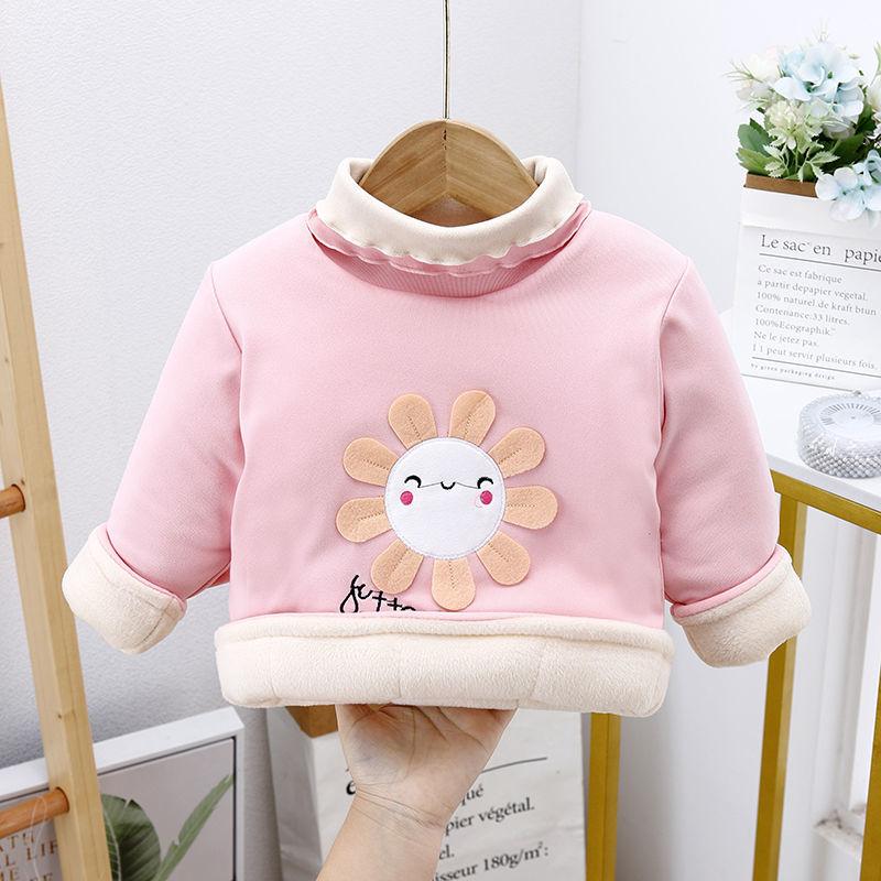 Children's Velvet Padded Winter Quilted Cotton Clothing Turtleneck Pullover Quilted Jacket Warm Sweater