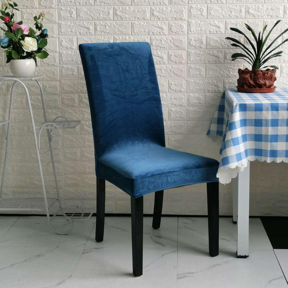 1/2/4/6pcs Solid Color Chair Cover Soft Fox Pile Fabric Chair Covers for Kitchen Dining Room Wedding Banquet Hotel