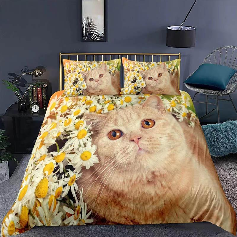 Cartoon Cat Bed Set Pills Set Three Sets of Home Bedding To Increase The Size