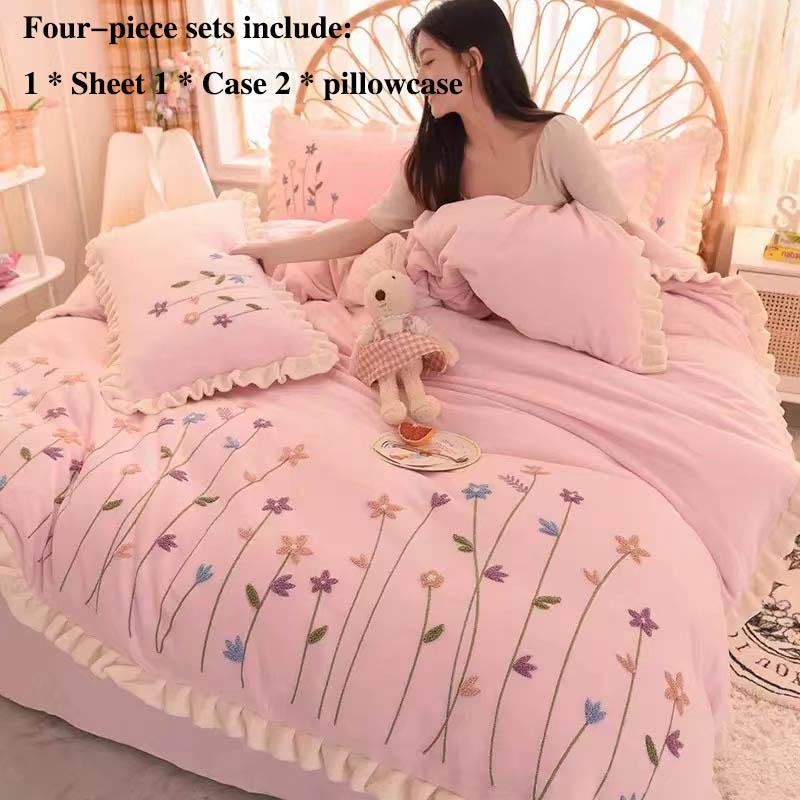 Milk Velvet Four-piece Autumn and Winter Thick Warm Double-sided Velvet Bed Single