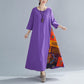 Retro Women 3/4 Sleeve Long Solid Dress Vintage Casual O Neck Swing Dresses Robes Maxi Dress Plus Size