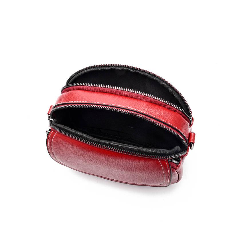 Round Crossbody Bag Women Red Leather Waterproof Anti-theft Large-capacity Tote Bags Shoulder Bag