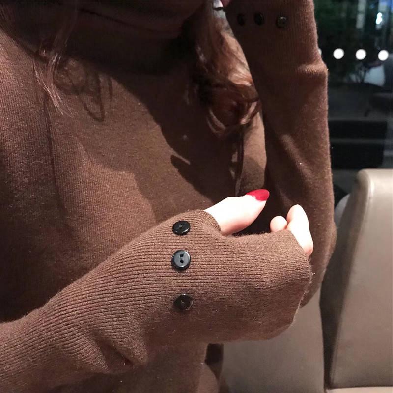 Sweater Women Autumn Winter Thick Pile Collar Exposed Finger Bottoming Shirt Long Sleeve