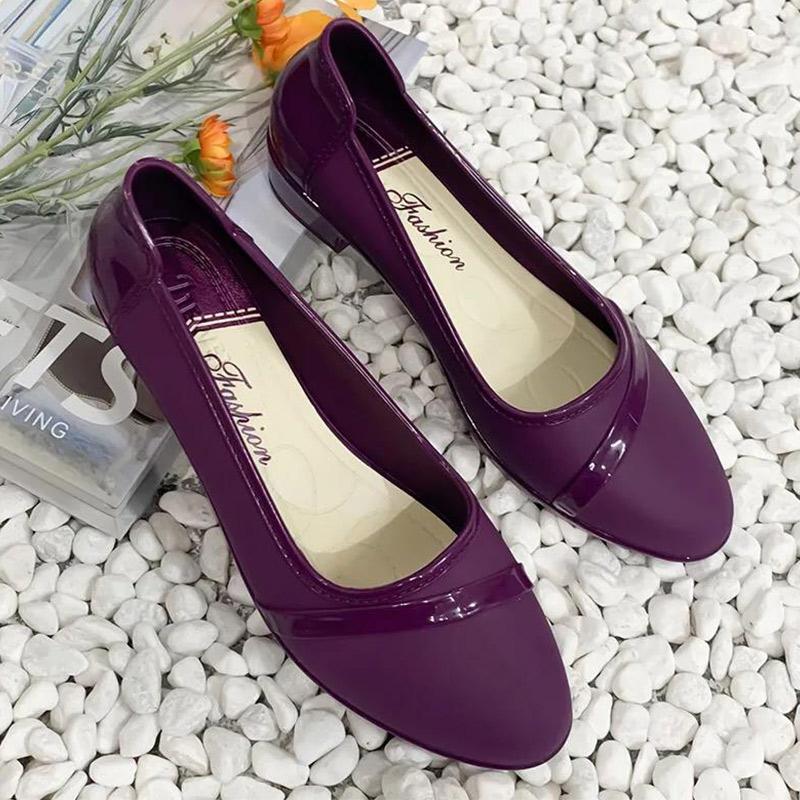 Fashion Korean Version of Adult Low-top Waterproof Shoes Rain Boots Short Tube Heel Rain Boots Rubber Shoes Overshoes Women's Kitchen Work Non-slip