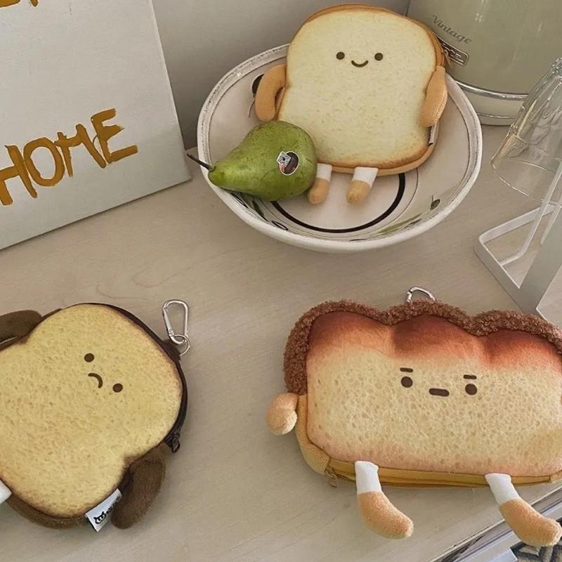 Cute Cartoon Toast Coin Purse Fluffy Messenger Bag Cute Small Bag Wild Mini Bag Girl Student Outing Trip Crossbody Bags