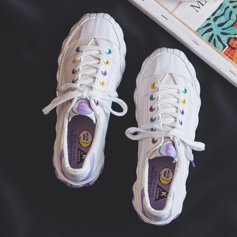 Canvas Shoes Women 2020 Spring and Aummer Women's Lace-up Casual Shoes Without Heel Half Support One Pedal Lazy Shoes