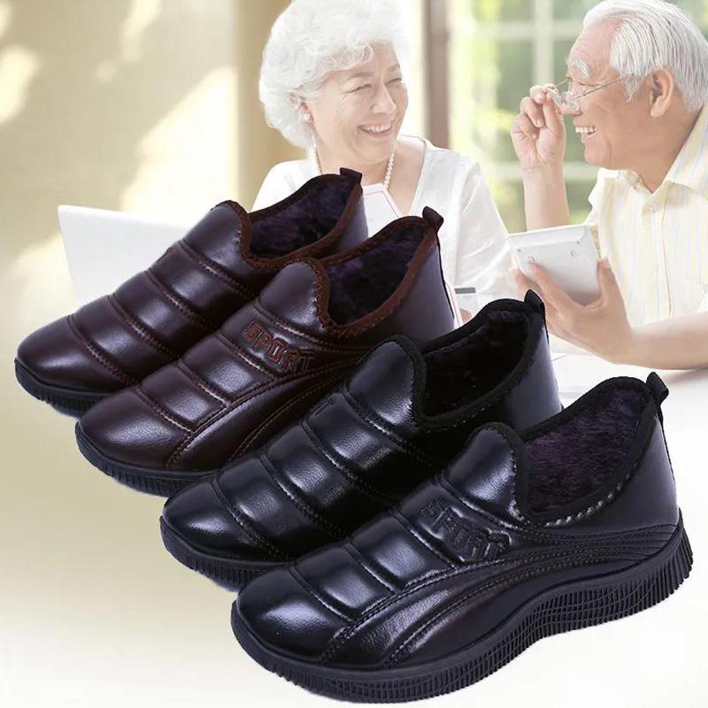 Men's Cotton Shoes Thick Boots Men's Shoes Winter Casual Leather Shoes High-top Plus Cashmere Warm Business Shoes