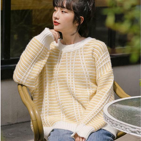 Autumn and Winter Sweaters Loose and Lazy Japanese Outer Wear College Style Round Neck Student  Knitted Sweater