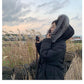 White Duck Down Embroidered Down Jacket Women's Horn Button Long Fur Collar Thick Winter Jacket